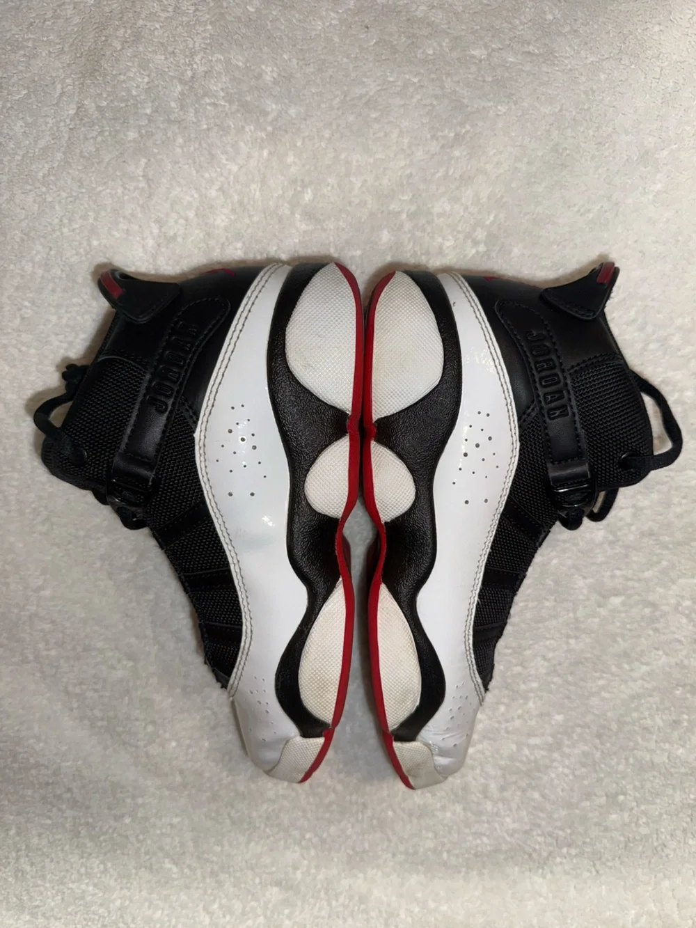 Nike Air 6 Rings Black/White/Red High-Top University Sneakers Size 2Y